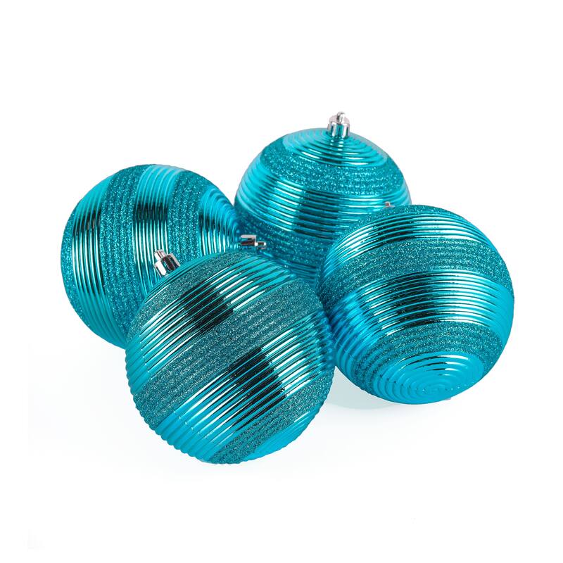 National Tree Company 4-Piece Shatterproof Swirling Blue Ornaments - 4 in