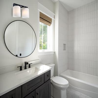 Bluestone Ridge 16 in. 2-Light Matte Black Vanity Wall Light for Bathrooms - 5
