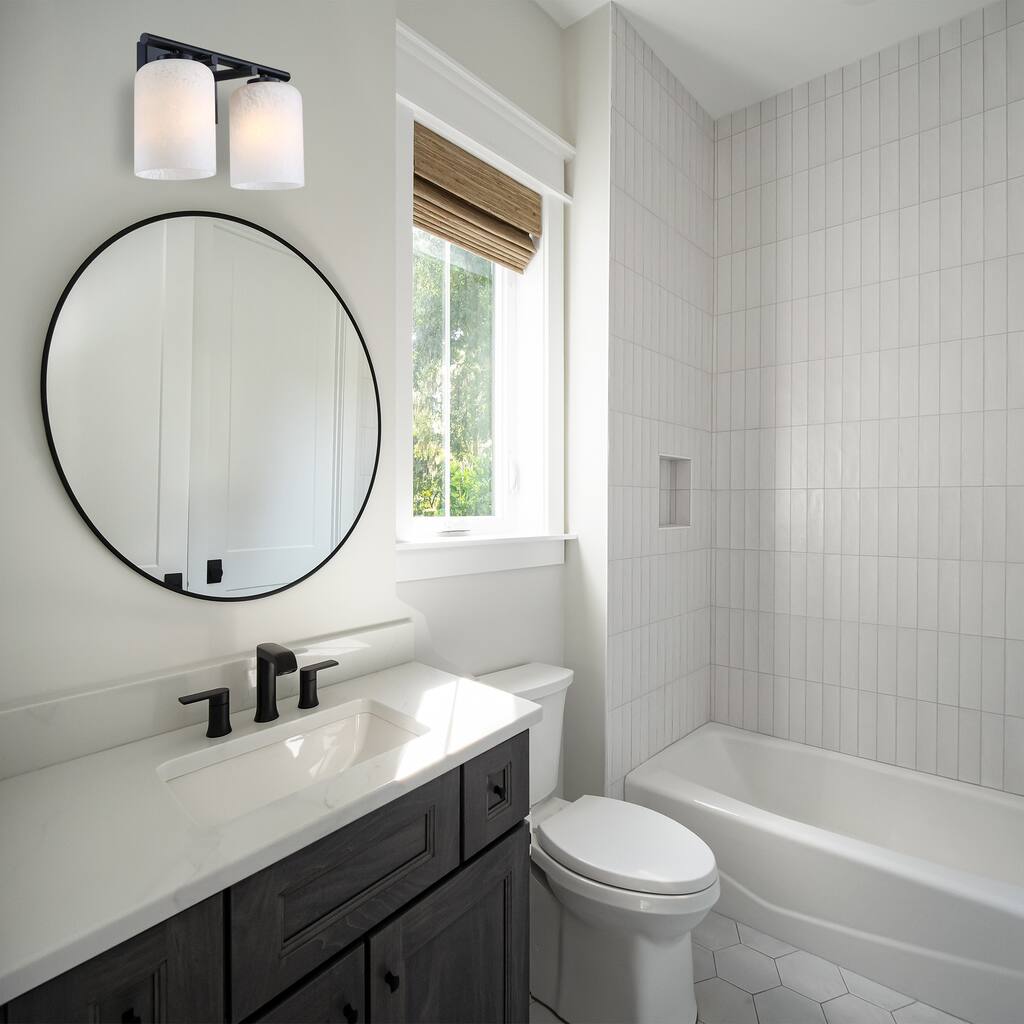 Bluestone Ridge 16 in. 2-Light Matte Black Vanity Wall Light for Bathrooms - 5