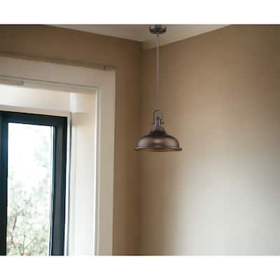 HomeRoots Antique Bronze Hanging Light with Glass Dome Shade - 9.75' X '9.5' X '9.75