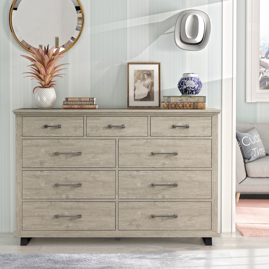 64 in. Wide 9-Drawer Dresser - Contemporary Design w/ Ample Storage