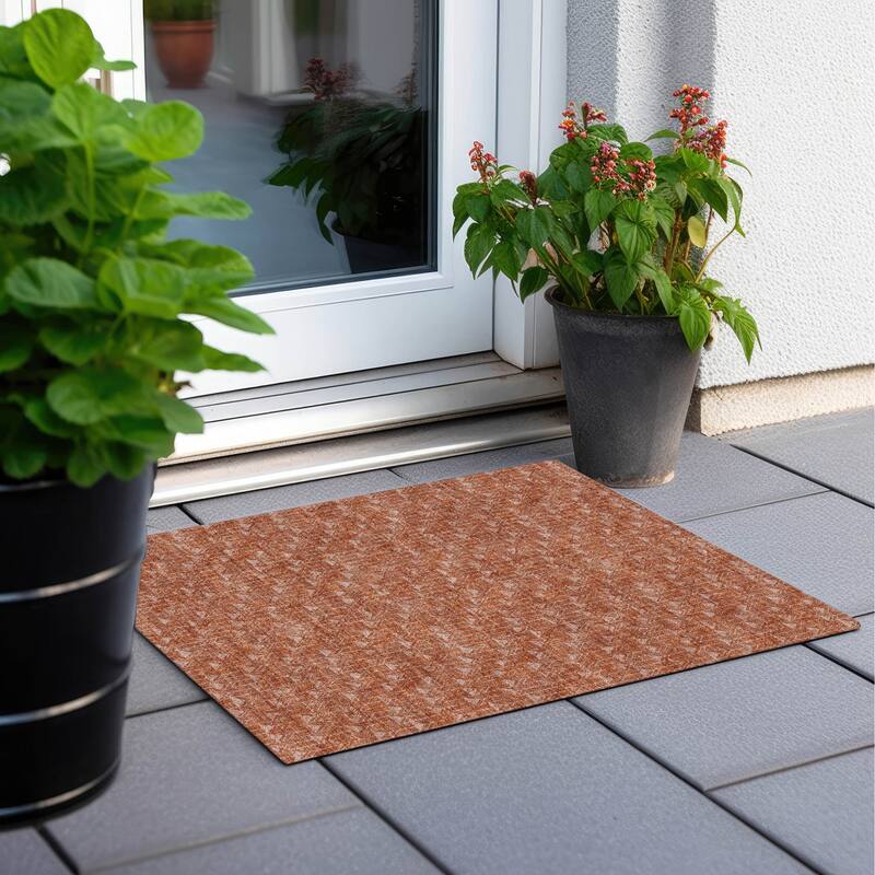 Faz Sleek Geometric Weather Resistant Blended Style Outdoor Rug