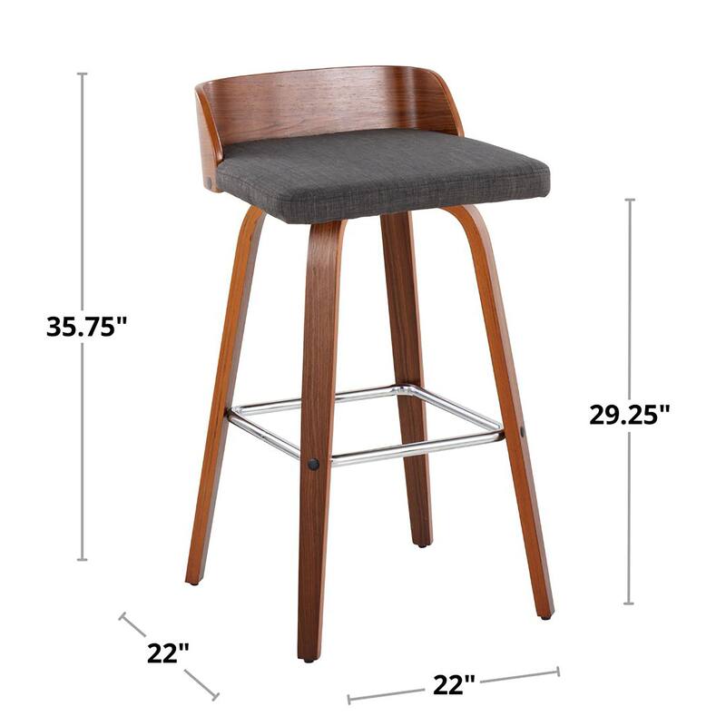 Carson Carrington Marstrand 30" Fixed-Height Bar Stool with Bent Wood Legs & Square Footrest (Set of 2)