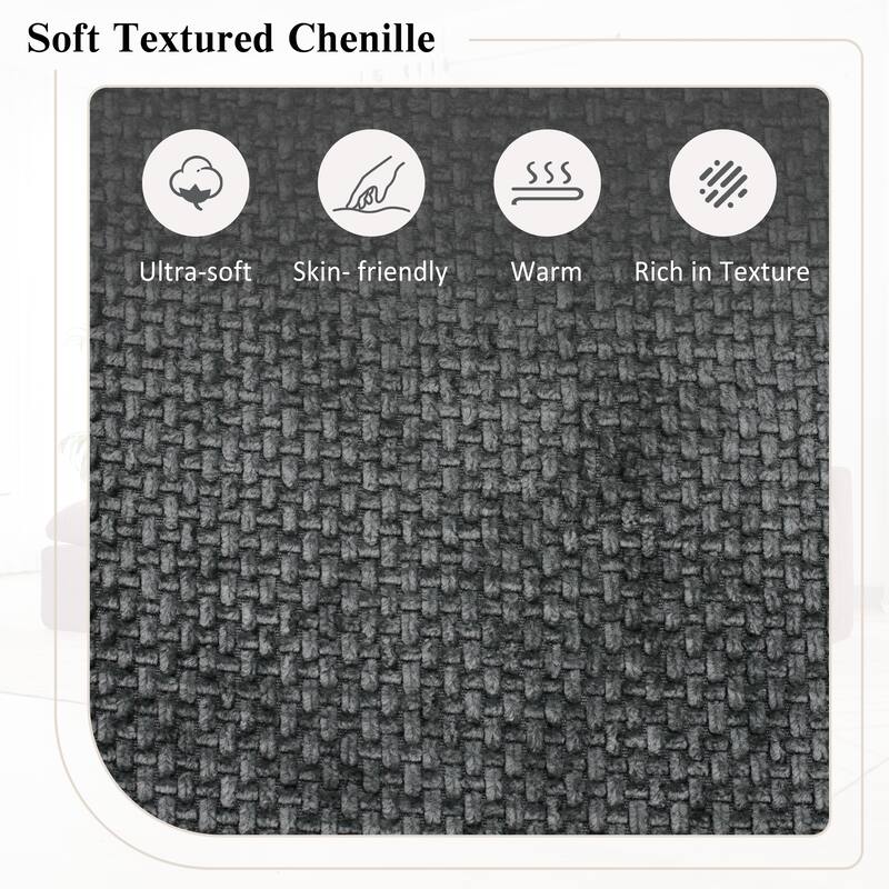 Cloud Sectional Sofa, Chenille Upholstered Sofa Couch with Double-Layer Cushion and Side Pockets, Full-compressed Sofa