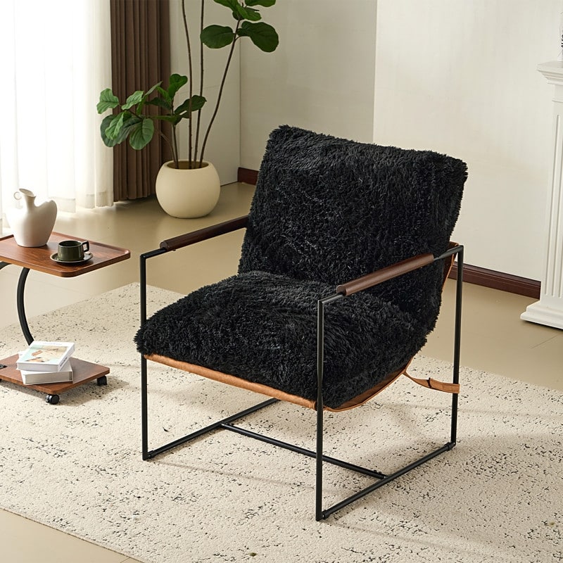 Lazy Chair - Rubber Wood Arms, Iron Frame (Living Room/Bedroom)