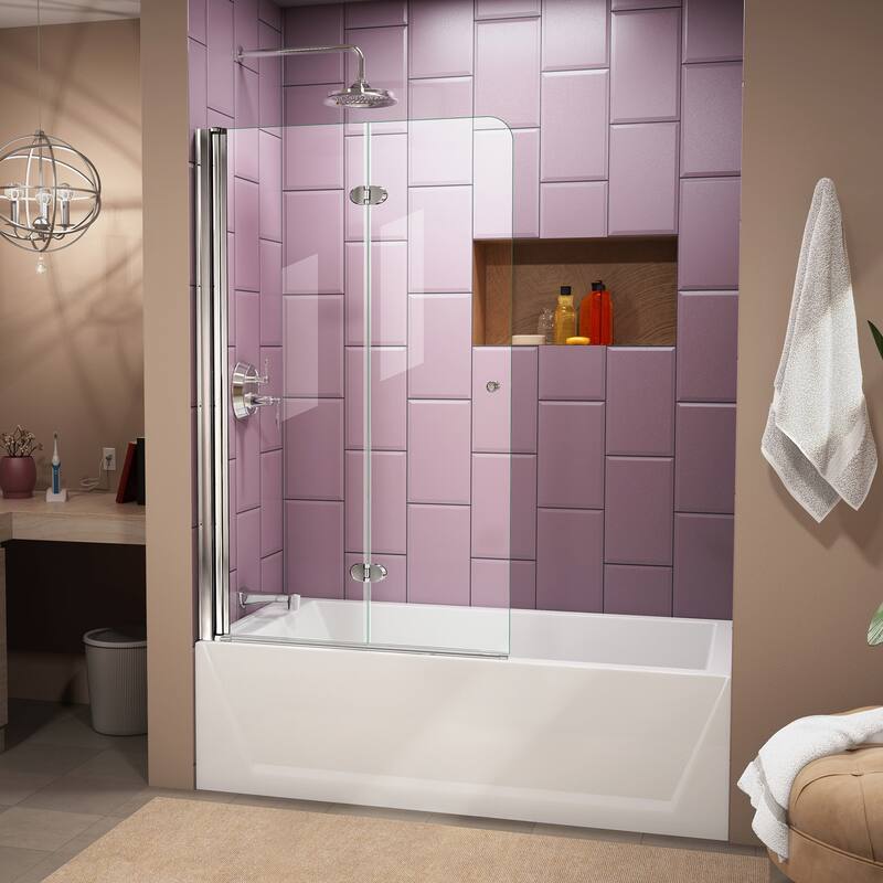 DreamLine Aqua Fold 36 in. W x 58 in. H Frameless Bi-Fold Tub Door - 36" W