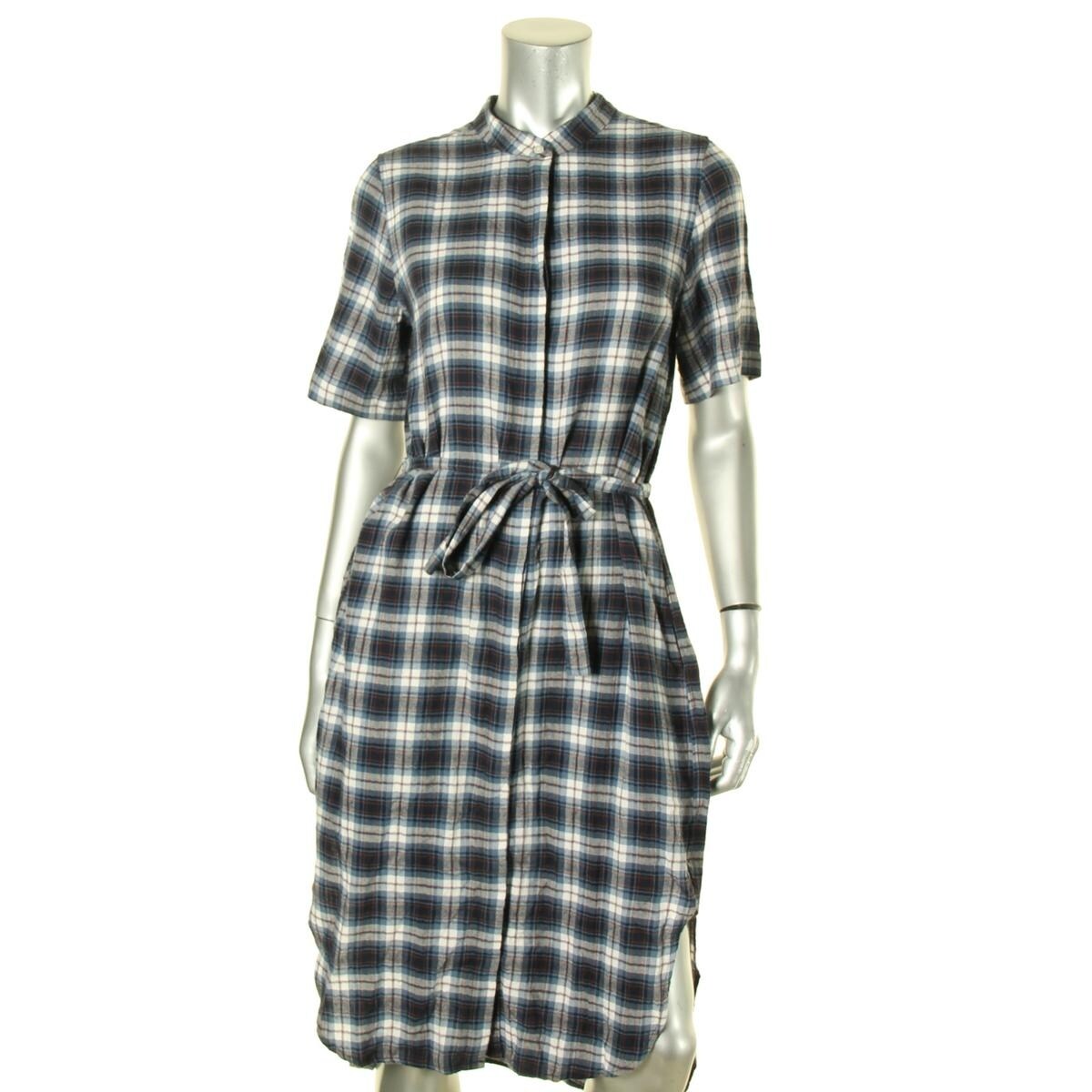 Shop Trovata Birds Of Paradis Womens T Shirt Dress Plaid Tie Waist