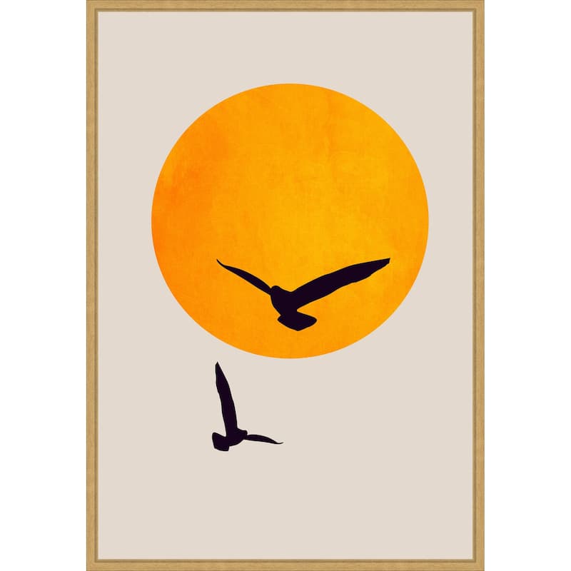 Birds In the Sky by Eins Kubistika Framed Canvas Wall Art Print - Sylvie Bright Gold