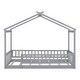 preview thumbnail 7 of 7, Gray Twin Size Wood House Bed Frame with Roof & Fence