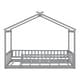 preview thumbnail 35 of 62, Wood House Bed Frame with Roof and Fence, for Kids, Teens, Girls, Boys