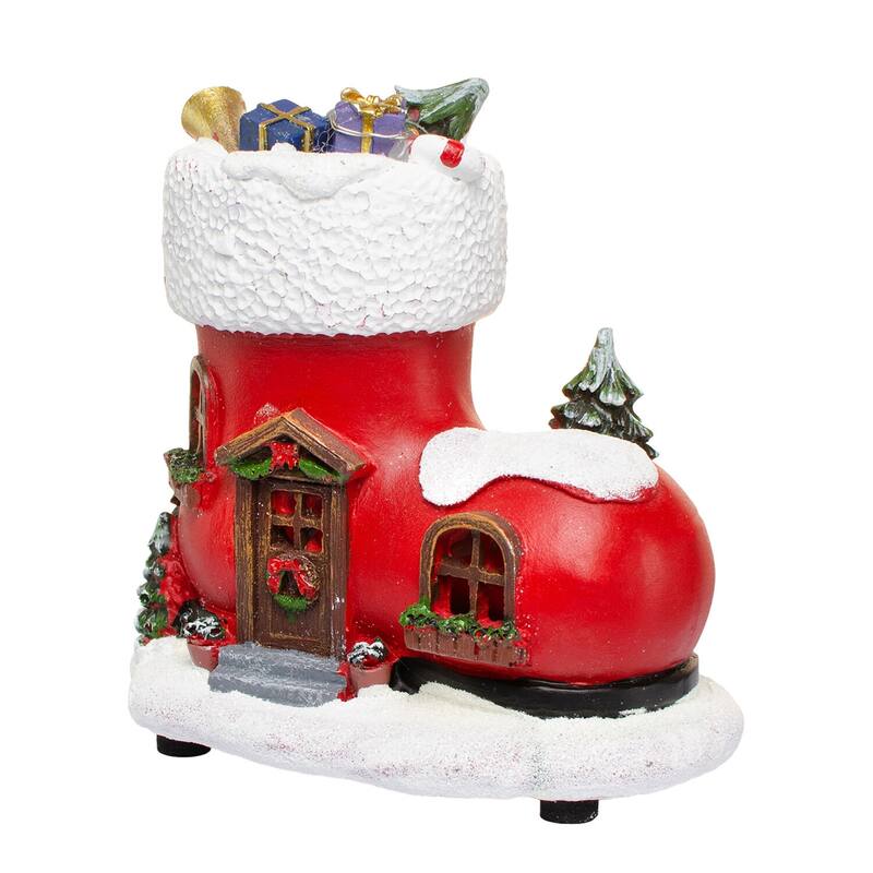 Red Gnome Boot LED Christmas Decor - 4.9 х 3.3 х 5.2"