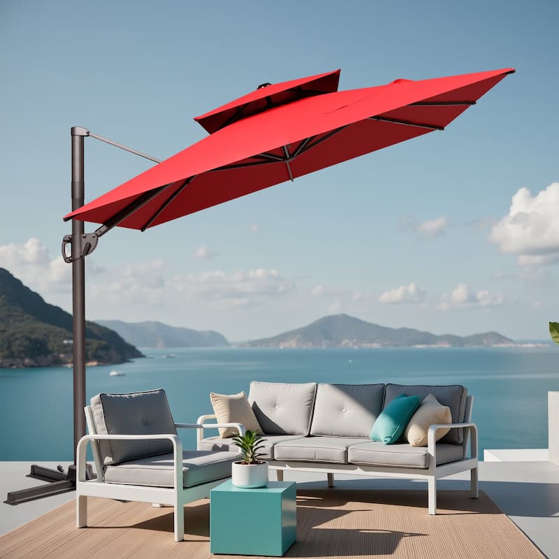 VredHom 9x11 FT Outdoor Double Top Cantilever Offset Patio Umbrella