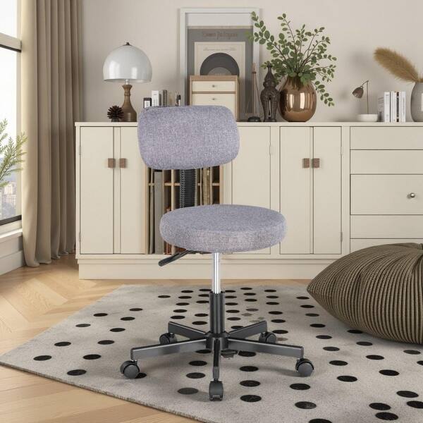 slide 2 of 7, JJS Low Back Armless Office Chair Ergonomic Swivel Desk Chair with Adjustable Height, Compact Design for Home Office Grey
