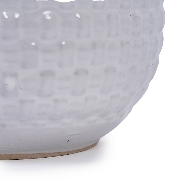 Set of 3 Ceramic Planters Geometric Texture for Orchids and Succulents