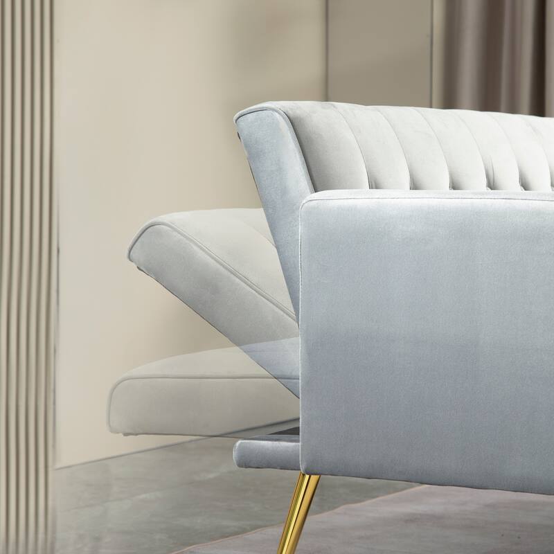 Living Room Loveseat Sofa Bed with Adjustable Back Couch, Velvet