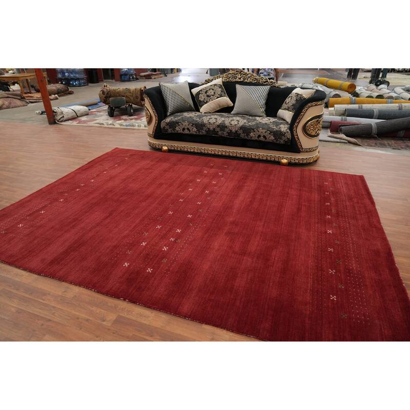 Hand Knotted Oriental 100% Wool Carpet Tribal Tribal Red Gabbeh Area Rug - 11' 3'' X 8' 2''