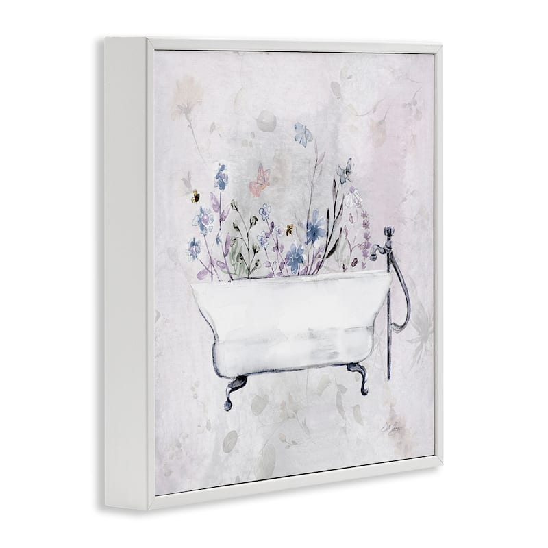Stupell Antique Bathtub Botanicals Framed Giclee Art Design By Stella Chang