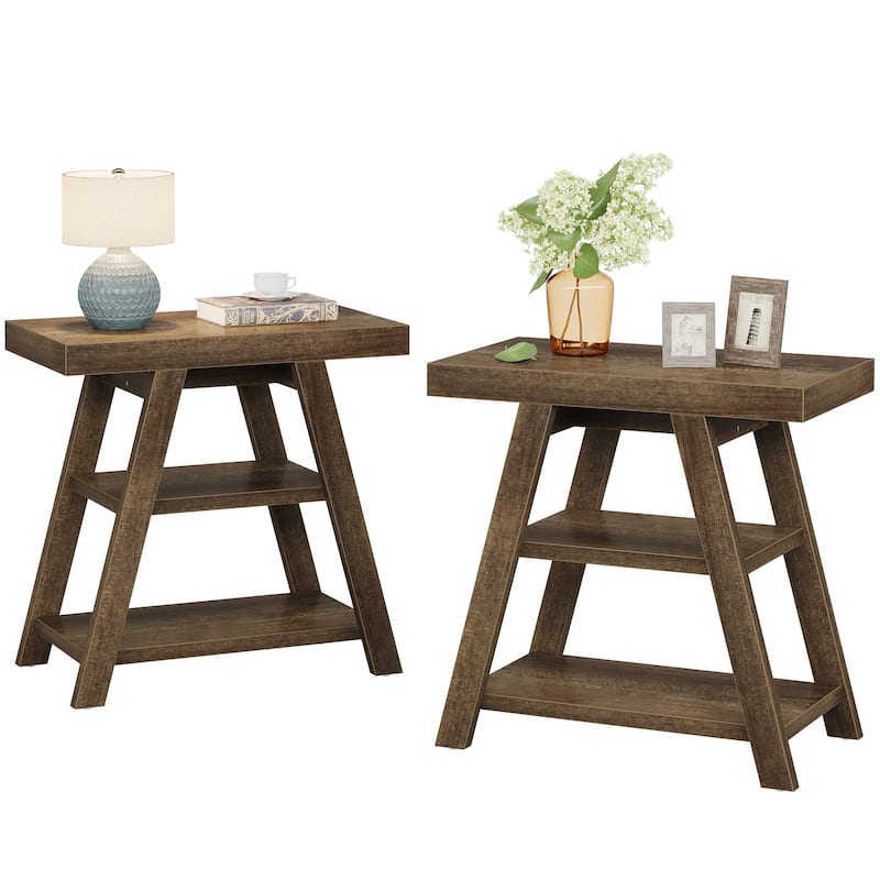 Side Table with Storage, Nightstand, Wooden End Table, Sofa/Bedside Table for Living Room, Bedroom