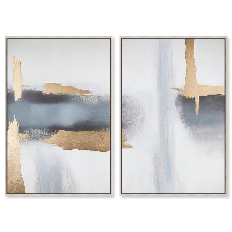 Visual Gold Vortex I Canvas Set of 2 by Art Remedy - 36" x 54" - Silver