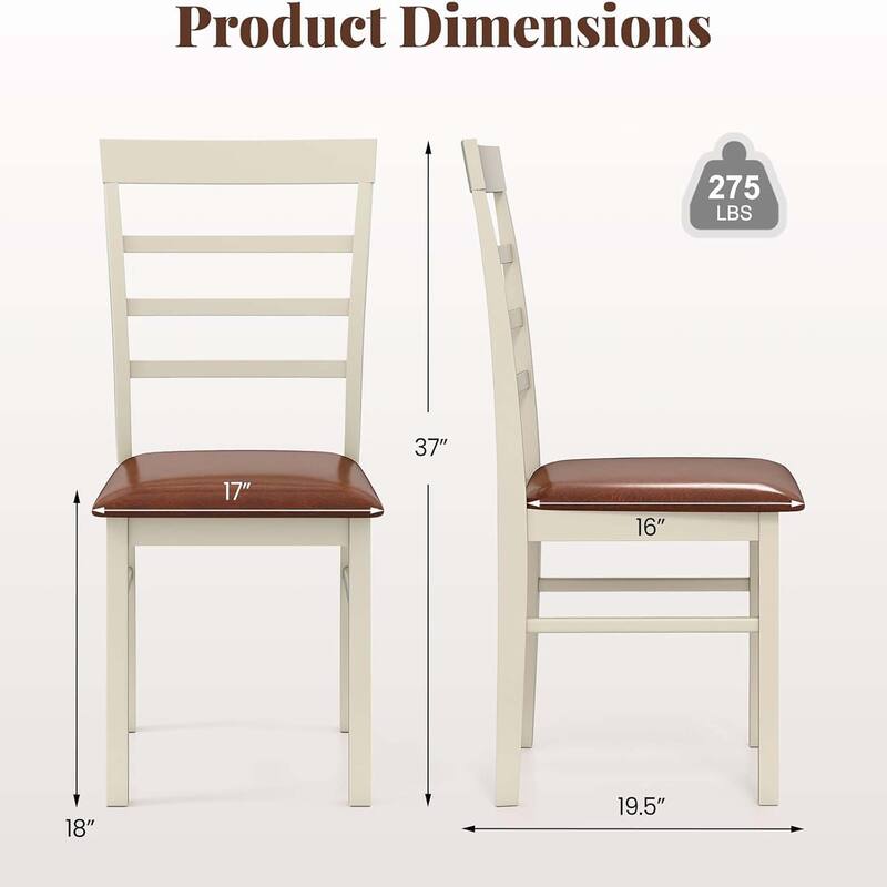 Set of 2/4 Wooden Dining Chairs PU Leather Upholstered Kitchen Chair