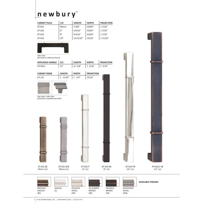 RK International Newbury 12 Inch Center to Center Appliance Pull