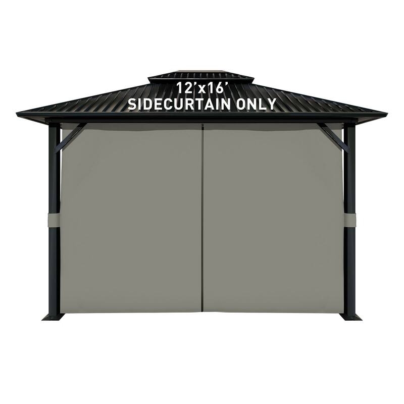 Aoodor 12x16 ft Outdoor Gazebo Curtains, 4 Panels Waterproof Privacy Sidewall Replacement with Zipper - 12'x16' - Grey
