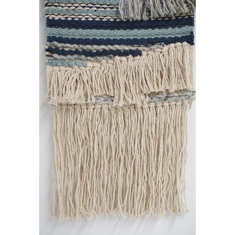 Home&Manor Wool and Cotton Macrame Wall Hanging with Rod Included - Exact Size