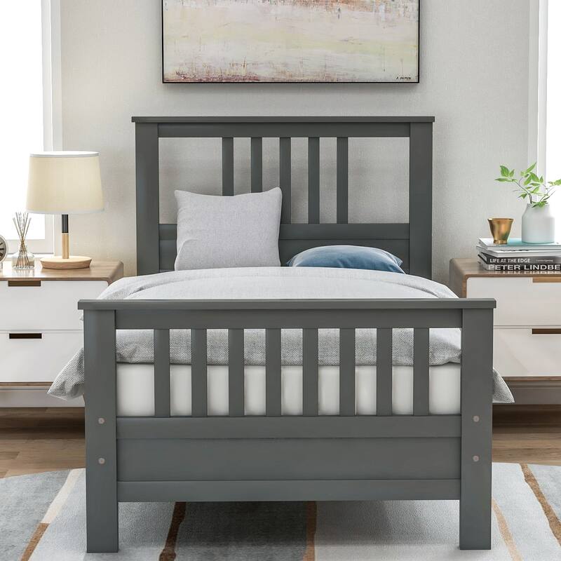 Twin Pine Platform Bed with Headboard & Footboard