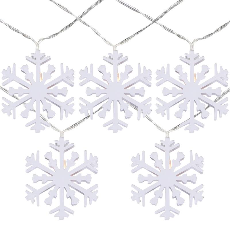 10 B/O White Snowflake LED Clelight Clear Lights 4ft Clear Wire