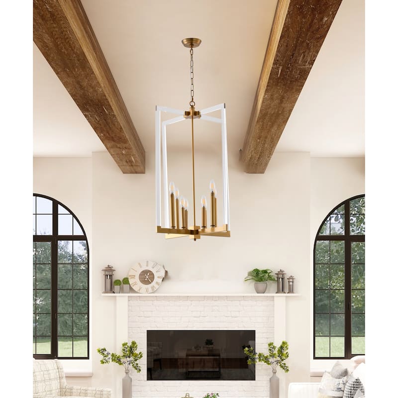8 Light Bronze Iron Pendant Lighting with Clear Acrylic Arms