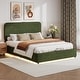 preview thumbnail 1 of 23, Upholstered Platform Queen Size Hydraulic Storage Bed, Lychee Velvet Green