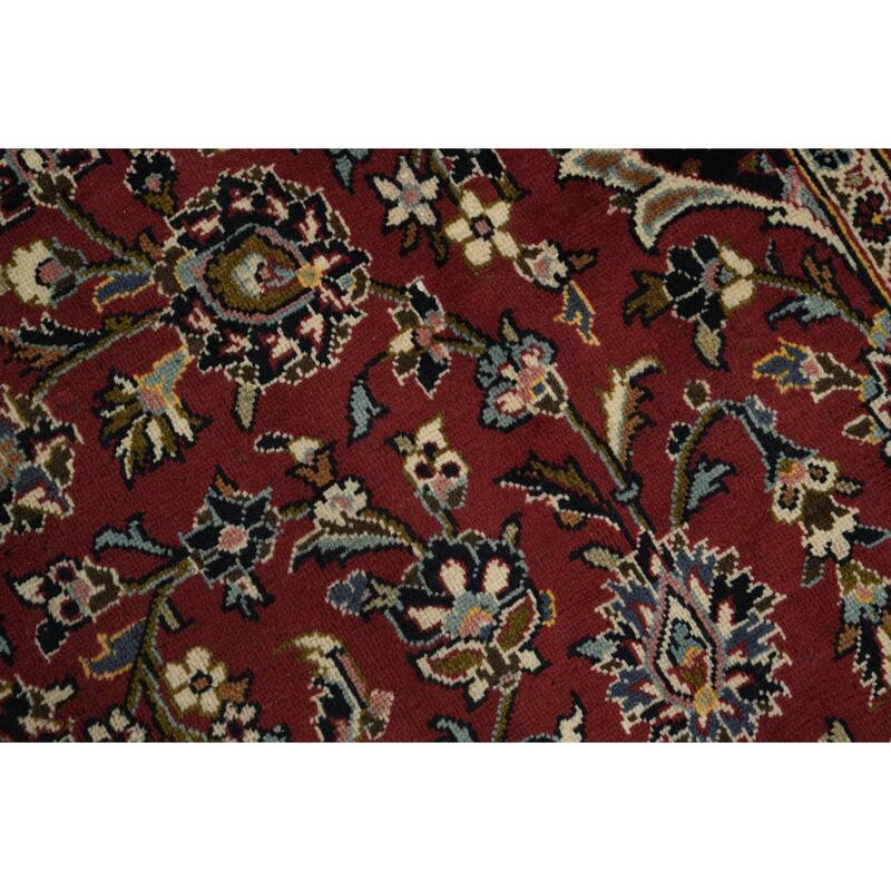 Hand Knotted Oriental 100% Wool Carpet Traditional Floral Red Kashan Area Rug - 13' 3'' X 9' 0''