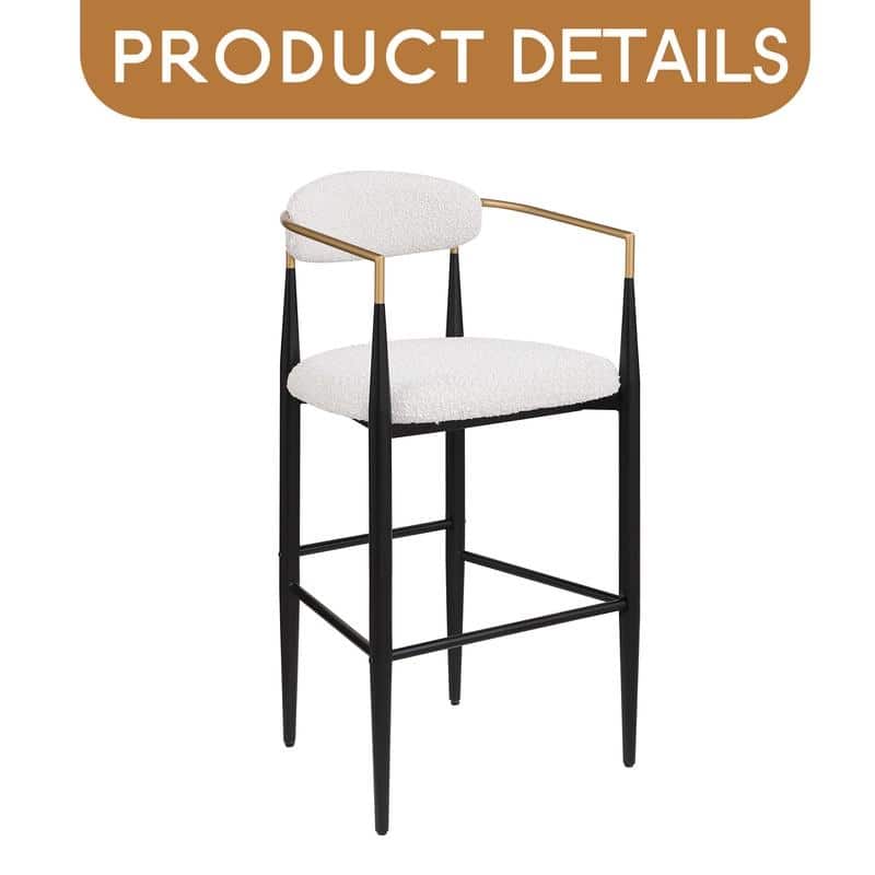 Barstools Set of 2, Counter Height Upholstered Bar Stools with Backs and Iron Legs for Kitchen Island,