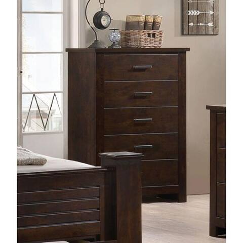 Chest w/5 Drawers in Mahogany Wood,Transitional Style