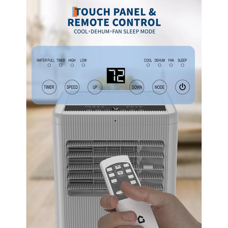 10000 BTU 3-in-1 Portable Air Conditioner with Remote, Quiet AC with Dehumidifier, Fan, Window Kit