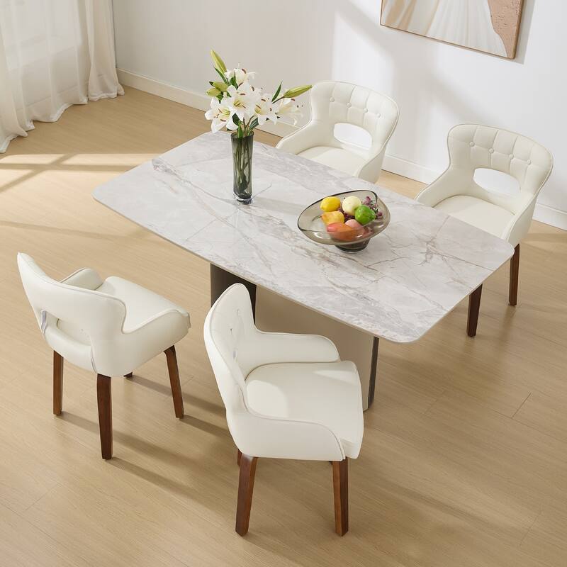 Bentwood Swivel Dining Chairs Set of 2/4/6, Faux Leather Upholstered Chairs Kitchen Chairs