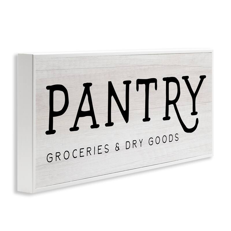 Stupell Rustic Pantry Sign Text Groceries Dry Goods Framed Wall Art - White