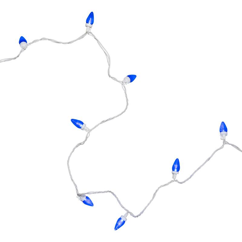 LED C7 Christmas Lights - Blue - 16' White Wire - 25ct
