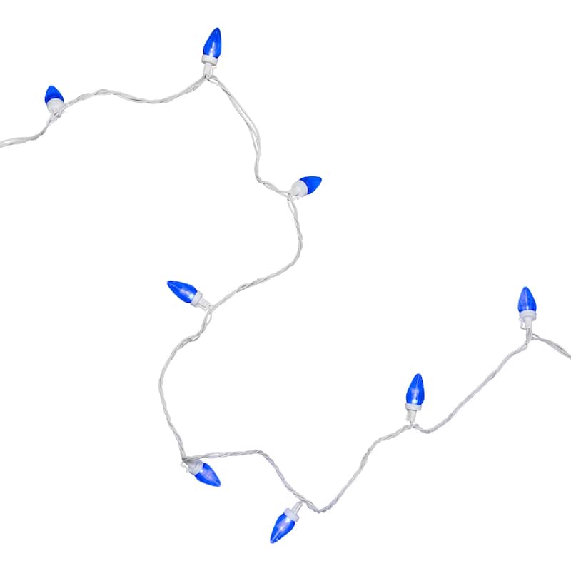 LED C9 Christmas Lights - Blue - 16' White Wire - 25ct