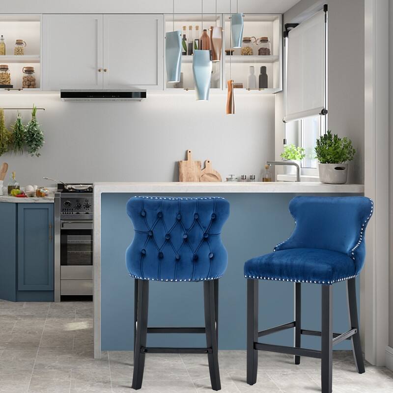 Upholstered Wing Back Bar Stools (Set of 2)