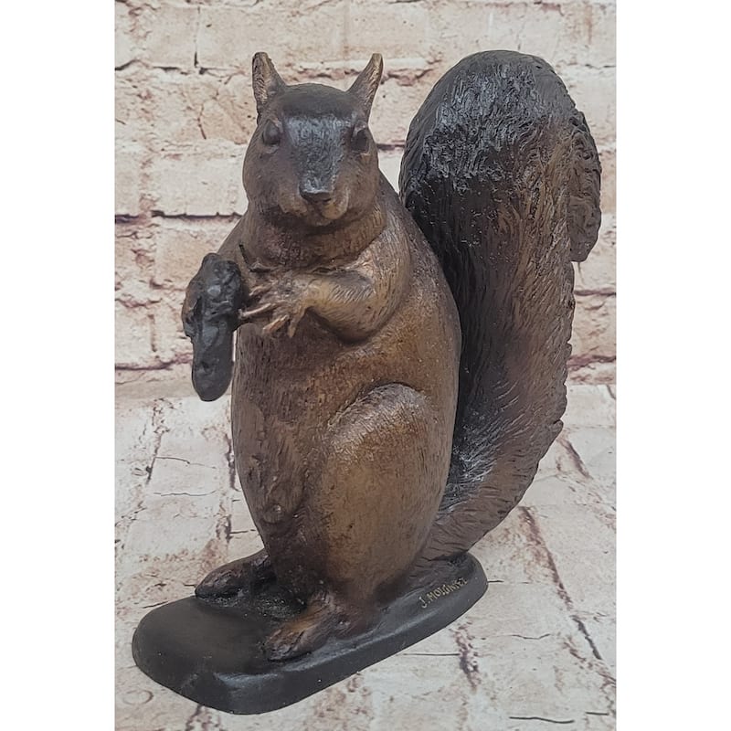 Bronze Metal Squirrel Sculpture Statue Figurine Indoor Outdoor Animal Decor By Moigniez