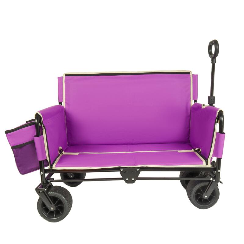 3-in-1 Folding Wagon with Bench Seat & Storage - 500lb Heavy-Duty, 180L Capacity with Ice Pack