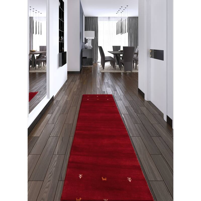 Kashkuli Gabbeh Red Rug 2'7" x 9'7" - 2'7 x 9'7