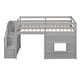 preview thumbnail 6 of 16, Twin Size Loft Bed with Storage Staircase, Window & Guardrails, Pine Wood Frame, No Box Spring Needed, Gray