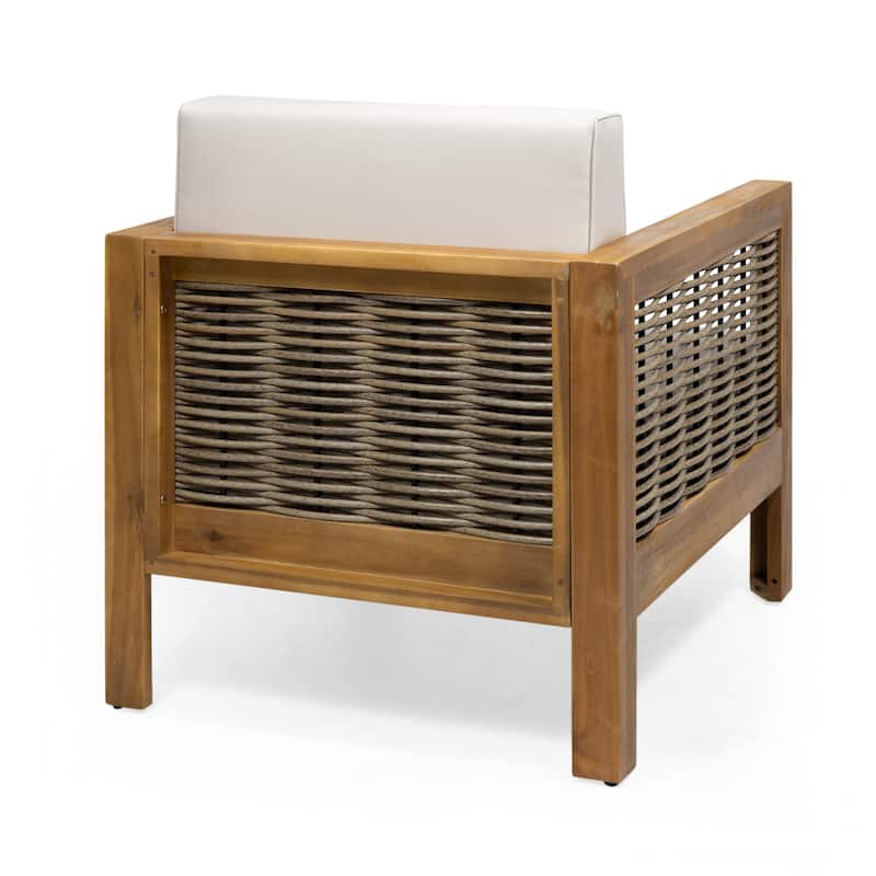 Linwood Outdoor Acacia Wood and Wicker Club Chair by Christopher Knight Home - N/A