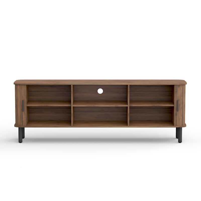 EROMMY 70" Modern TV Stand for 80 Inch TVs, Media Console with Sliding Doors and Storage Shelves