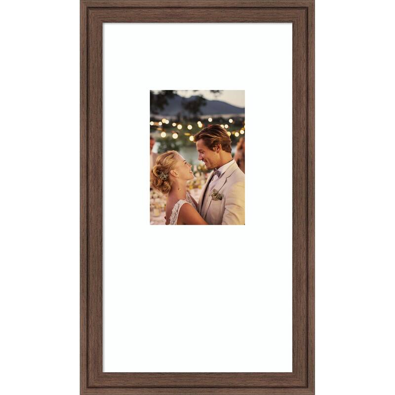 Florence Gold Framed Picture Frame, Photo Frame - 10x18 Matted White 5x7 - Florence Medium Brown