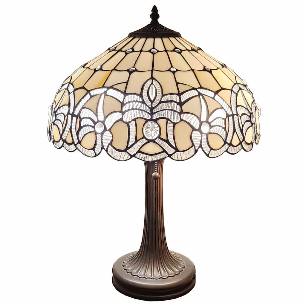 HomeRoots 24" Stained Glass Two Light Stained Glass Two Light Accent Table Lamp - 21 x 23 x 12