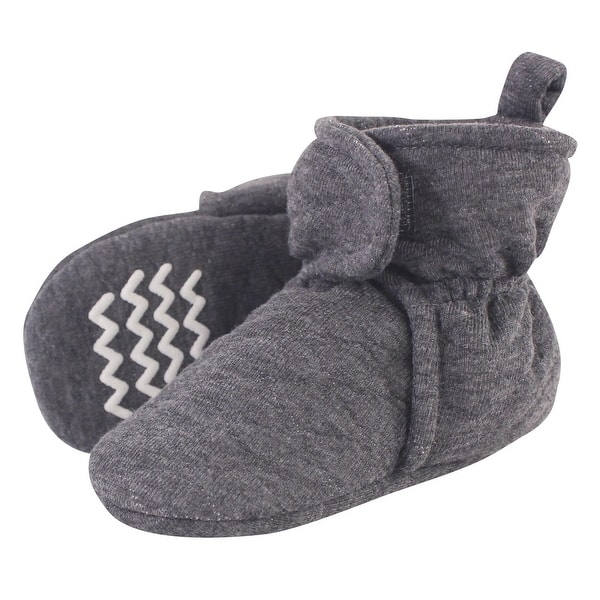 slide 1 of 1, Hudson Baby Baby Quilted Booties, Charcoal 12-18 Months - Charcoal