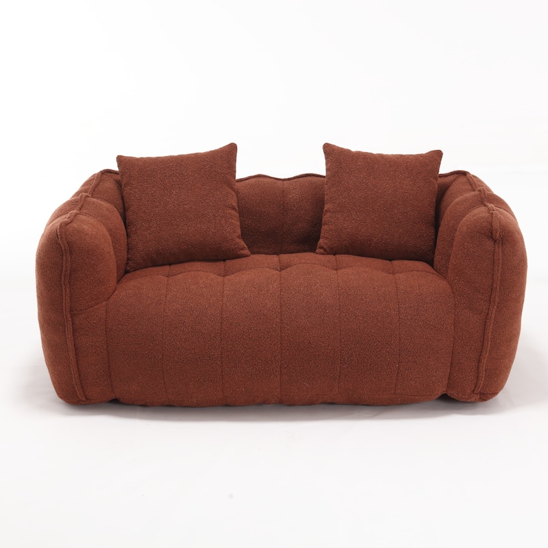 66" Chenille Square Beanbag Chair with High-Resilience Foam Core, Armrests and Handle
